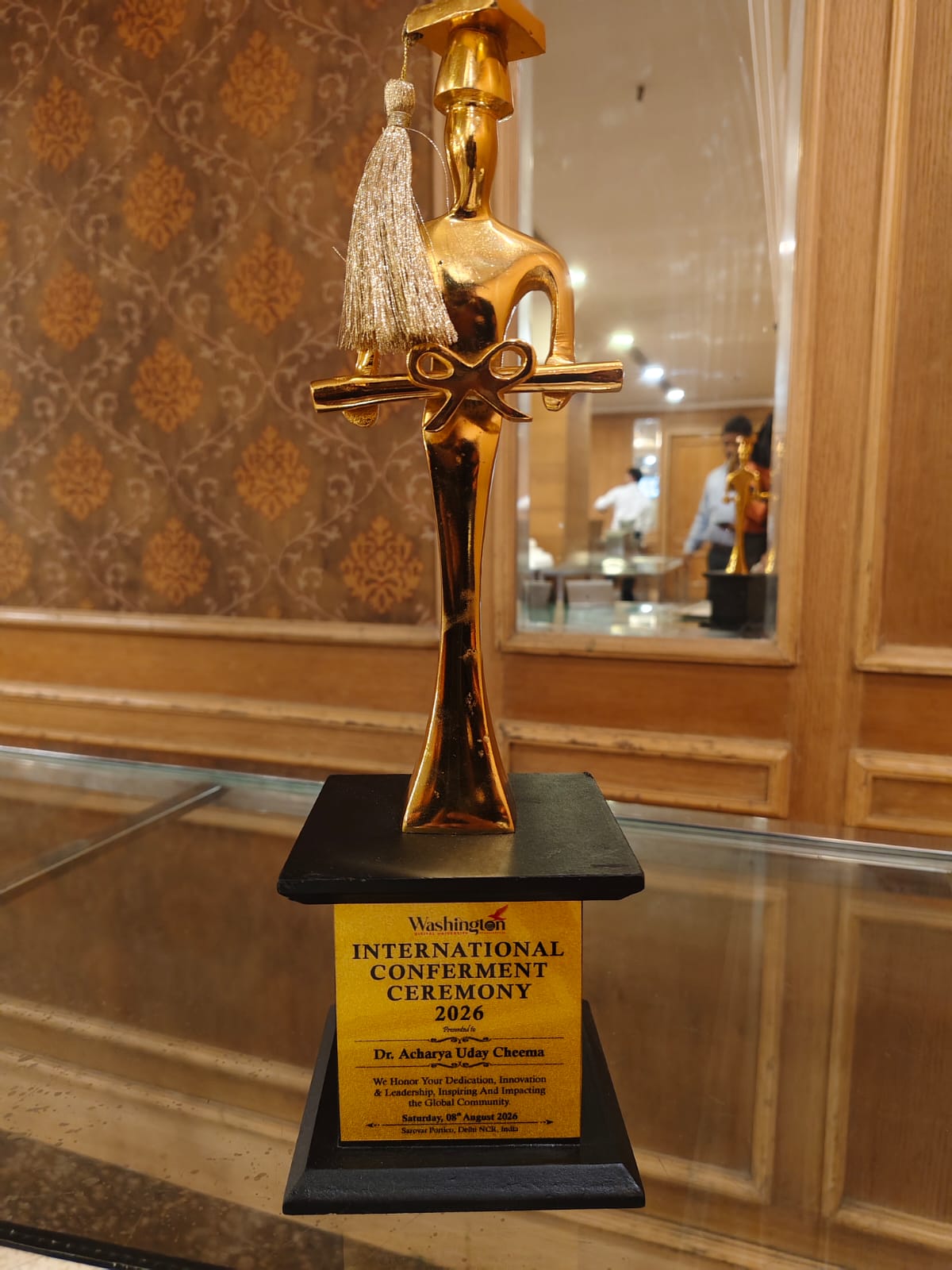 International Achiever's Award 2026 presented to Dr. Acharya Uday Cheema Ji